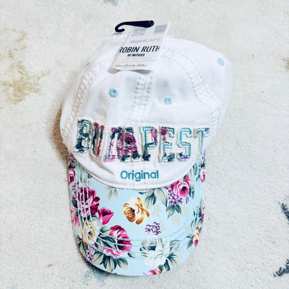 NWT Robin Ruth "Budapest" Floral Baseball Cap - White & Floral